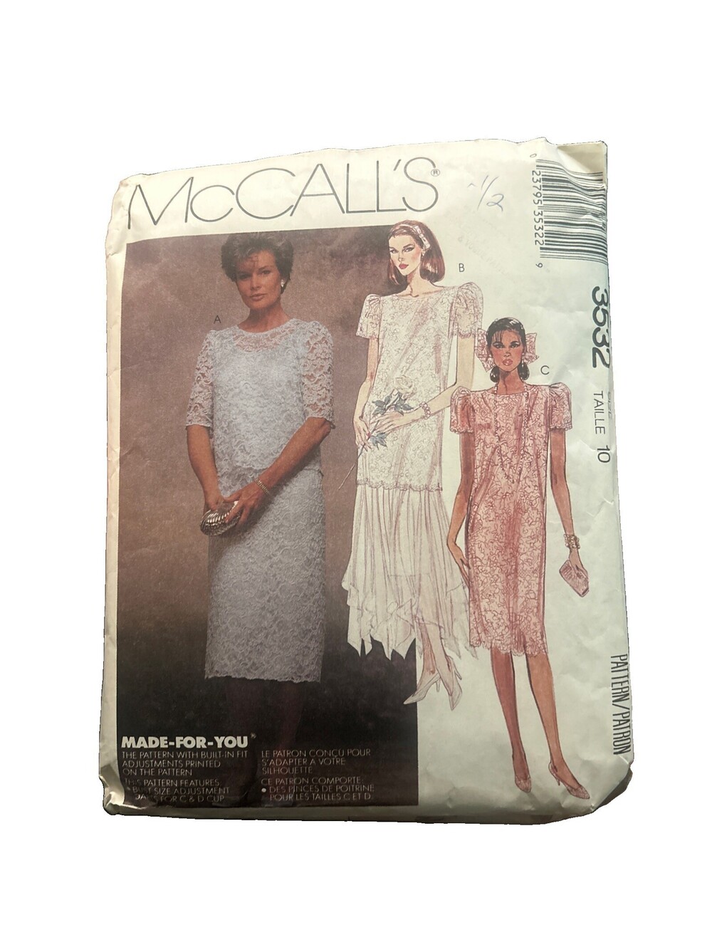 VINTAGE MCCALLS LADIES TWO PIECE FORMAL PATTERN 3532 SIZE 10
